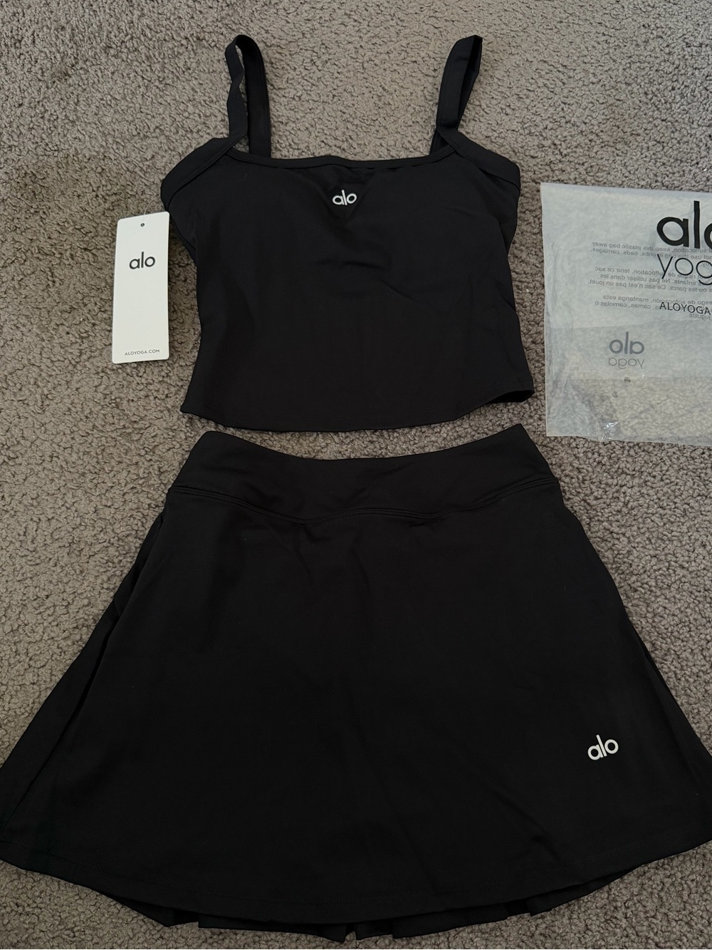 ALO Yoga Black Mini Skirt with Built-In Shorts